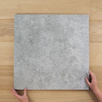 SAMPLE Travertine Look Grey Lynn Square Antislip Tile 100x100