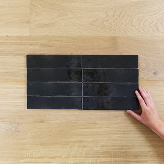 Artisan Subway Gloss Tile Black Gloss Slim Subway 58mm x 242mm