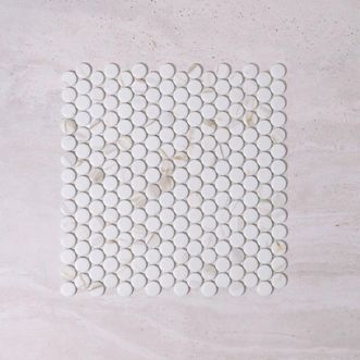 Wanaka Penny Round Mosaic Tile White Penny Round Matt Mosaic Tile 284mm x 287mm